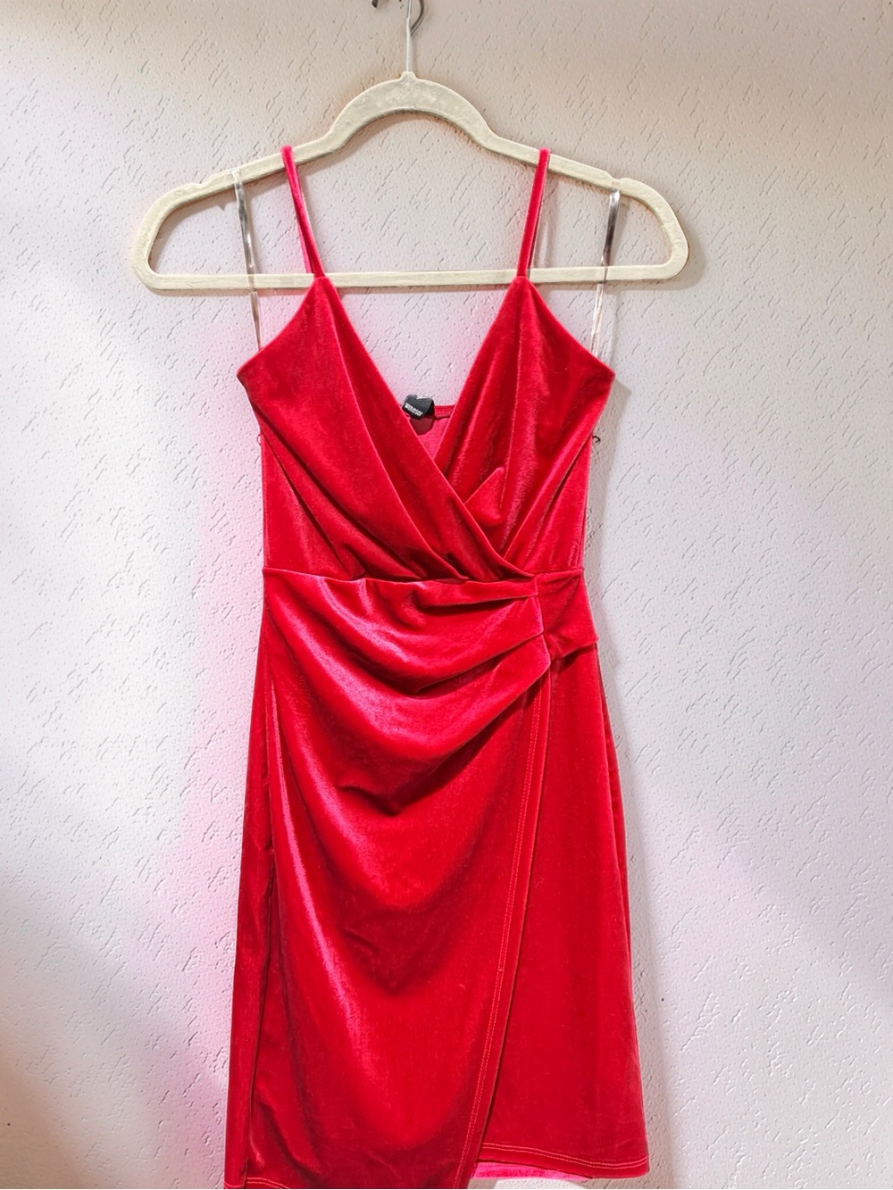 Windsor Red Velvet Draped Midi Dress